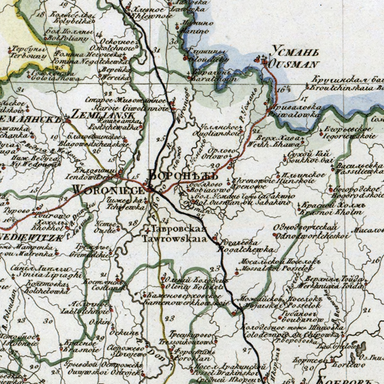 карта Воронежского уезда 1821 года
