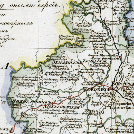 карта Землянского уезда 1821 года