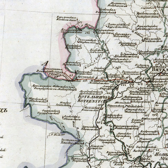карта Котельнического уезда 1821 года