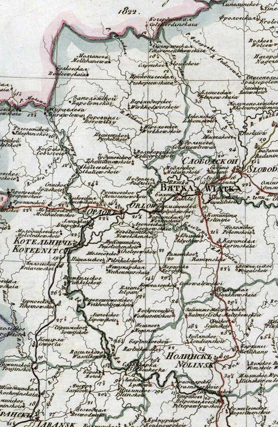 карта Орловского уезда 1821 года