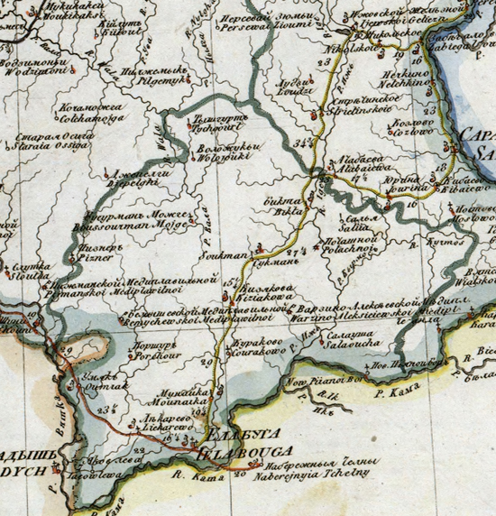 карта Елабужского уезда 1821 года
