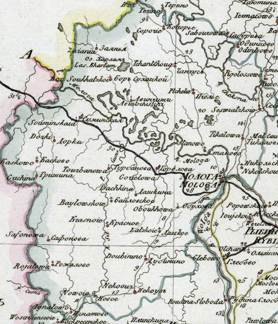 карта Мологского уезда 1821 года