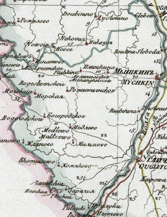 карта Мышкинского уезда 1821 года