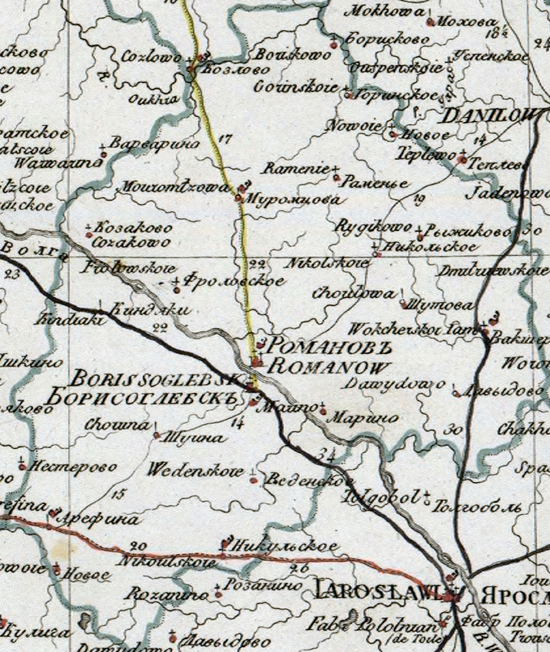 карта Романов-Борисоглебского уезда 1821 года