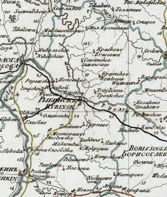 карта Рыбинского уезда 1821 года