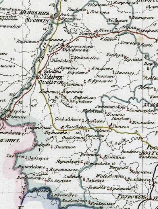 карта Угличского уезда 1821 года